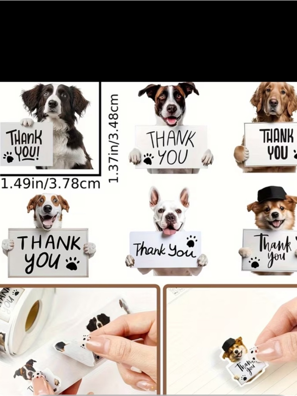 Thank You Sticker Puppy Roll of 100